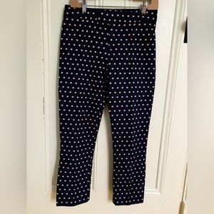 Smythe cropped pantsuit in blue with pale pink polka dots